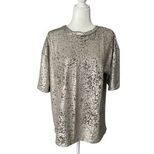 Free People silver sequinned oversized top holiday festive size S/P